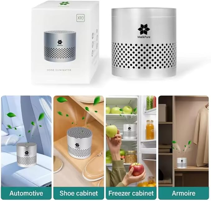 Refrigerator Deodorizer Odor Eliminator, Stainless Steel, Lasts Up to 10 Years, More Effective Than Baking Soda & Bamboo Charcoal Bags, Multi-Purpose Odor Absorber for Fridge, Pantry, Cabinets & Shoes