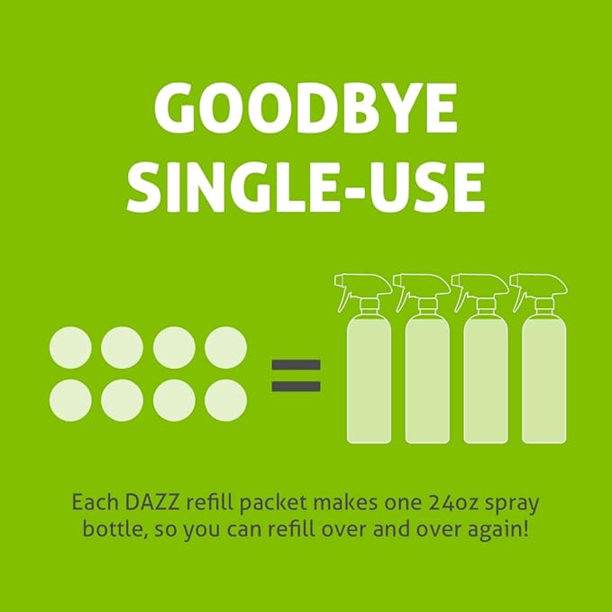 DAZZ Natural Cleaning Tablets - All Purpose Cleaner Refill Pack - Makes (4) 32oz Bottles - Just Add Water