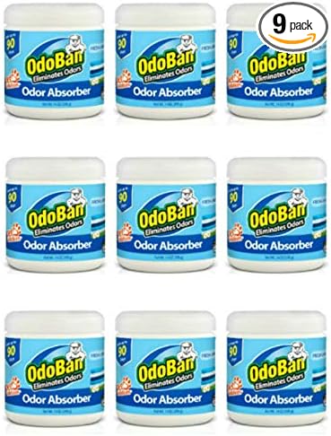 OdoBan Solid Odor Absorber Eliminator for Home and Small Spaces, Fresh Linen Scent, 14 Ounces Each, 9-Pack