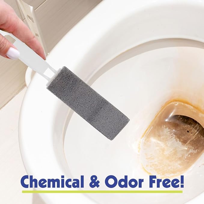 PUMIE Pumice Stone Toilet Bowl Cleaner (1-Pack) - Heavy Duty Scouring Stick for Toilet - Pumice Stone for Cleaning Rings, Bowls, Hard Water Stains, Lime, Rust, Sink - Includes Handle for Easy Use