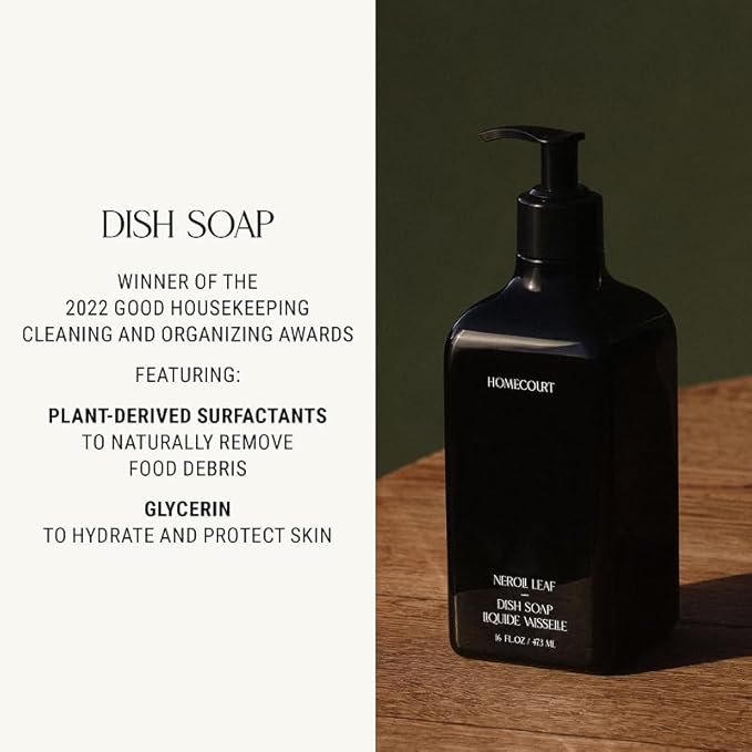 Homecourt Dish Soap, Dishwashing Liquid with Clean Ingredients, Non-Toxic & Skin-Safe, Safe for People & Pets, Neroli Leaf, 16 fl oz, 2.0