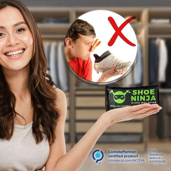 Shoe Deodorizer Inserts - Shoe Odor Eliminator - Activated Charcoal to Absorb Shoe Smell - Pack of 2 Shoe Smell Eliminator with Nail Clippers