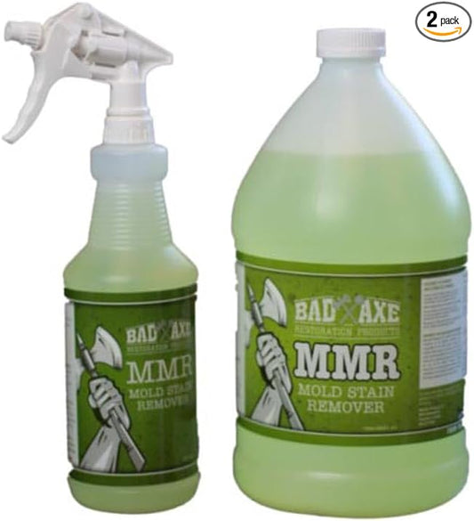 Bad Axe MMR Instant Mold Stain and Mildew Stain Remover - Professional Strength, Contractor Grade Cleaning Solution, Professional Quality Formula, Odor Removal, (1) Gallon & (1) 32oz