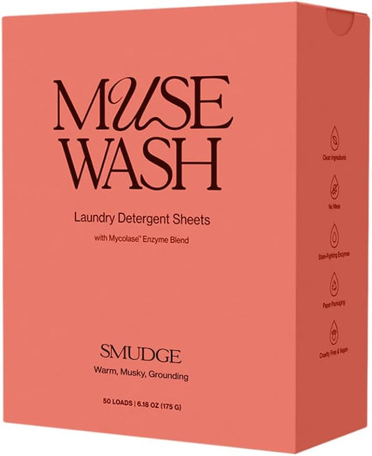 Laundry Detergent Sheets | Enzyme-Powered, Vegan, Paraben-Free | Luxury Scents | Plastic-Free, Eco-Friendly, Travel-Friendly Packaging (50 Loads - 1 Box, SMUDGE)