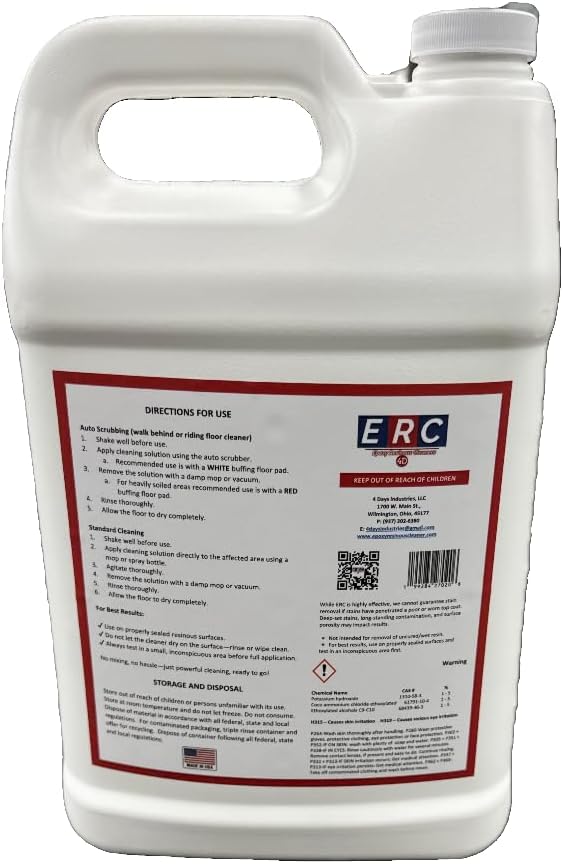 #1 Epoxy Cleaner "Ready 2 Go" Pre-Diluted Gallon of ERC Epoxy & Resinous Surface Cleaner | Professional Strength | No Mixing Required | Cleans Epoxy Floors, Sealed Concrete, and More