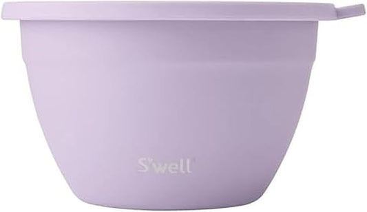 S'well Stainless Steel Salad Bowl Kit 64oz, Lilac, Comes with 2oz Mini Canister and Removable Tray for Organization, Leakproof, Easy to Clean, Dishwasher Safe