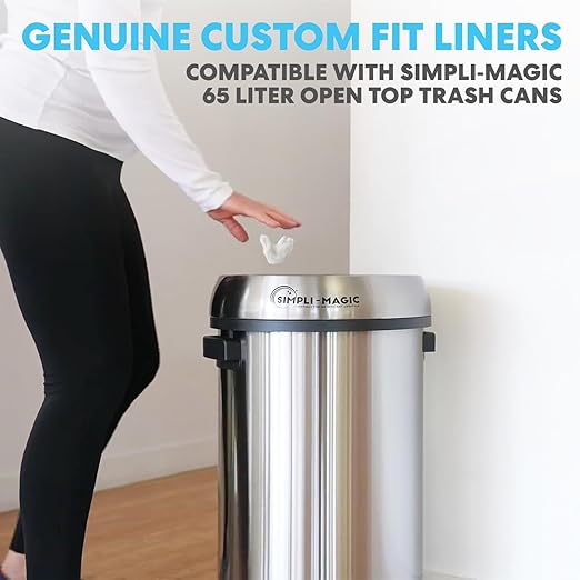 SIMPLI-MAGIC 17 Gallon Drawstring Trash Bags, 120 Pack – Tall Kitchen Garbage Bags, Custom Made with Premium Materials (White)