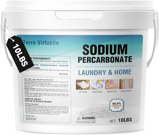 Sodium Percarbonate 10 lbs – Oxygen Bleach Powder & Laundry Booster – Multi-Purpose Cleaner for Stain Removal, Whitening, Deodorizing – Chlorine-Free Fragrance-Free