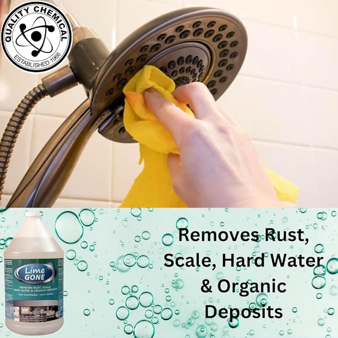 Quality Chemical Lime-Gone Remover - Calcium, Lime and Hard Water Stain Remover for Bathroom, Shower and Tile - Lime a Way - 128 oz (Pack of 1)