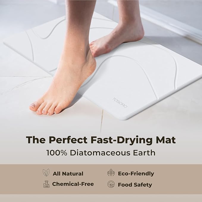 Stone Bath Mat, Diatomaceous Earth Non-Slip Stone Shower Mat - Quick Drying Absorbent Bath Mats for Bathroom - Elegant & Modern Design, Easy to Clean (23.5 x 15) - Sandstone