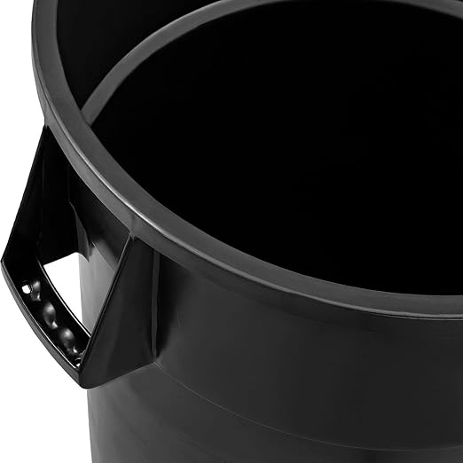 Global Industrial Commercial Round Trash Can, 32 Gallon Capacity, Plastic Garbage Can, Indoor and Outdoor Utility Trash Can, Black, 21-3/4"W x 27-1/2"H, No Lid