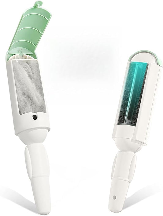 PAKEWAY 2 Pack Pet Hair Remover for Couch & Carpet, Reusable Lint Roller with Self-Cleaning Base, Dog & Cat Fur Remover, Portable Hair Removal Tool