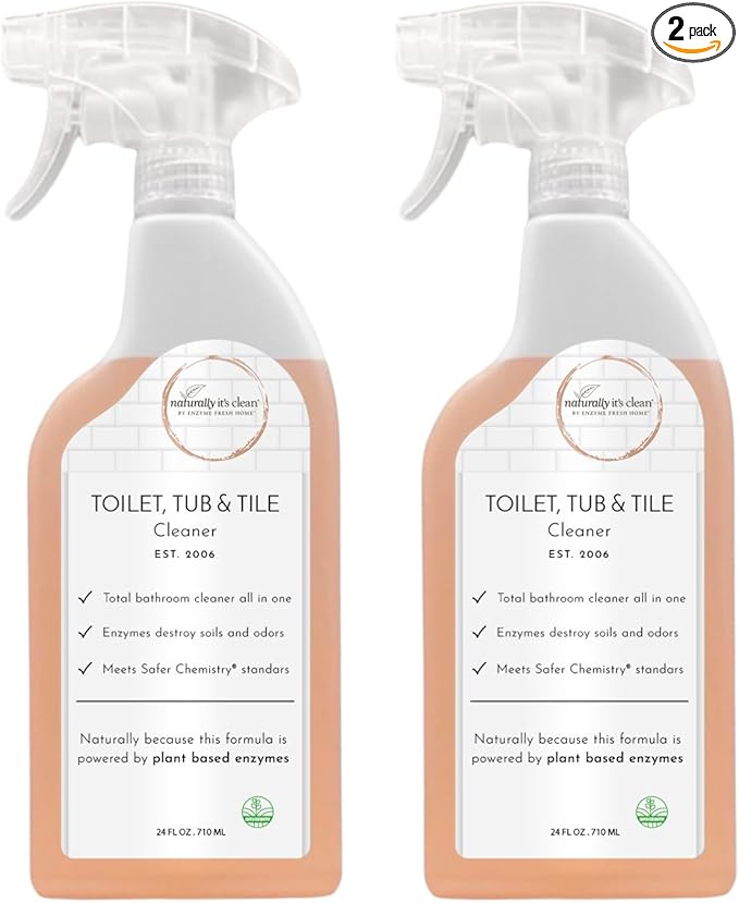 naturally it's clean Bathroom Cleaner | Toilet, Tub, Tile, Shower & Sink | Plant-Based Enzymes | Removes Soap Scum & Hard Water Buildup | Odor Eliminator | Septic Safe | Made in USA - 2 Pack
