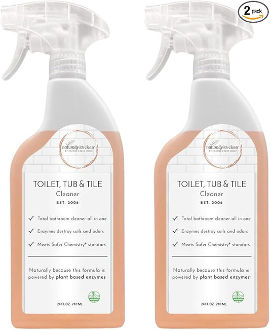 naturally it's clean Bathroom Cleaner | Toilet, Tub, Tile, Shower & Sink | Plant-Based Enzymes | Removes Soap Scum & Hard Water Buildup | Odor Eliminator | Septic Safe | Made in USA - 2 Pack