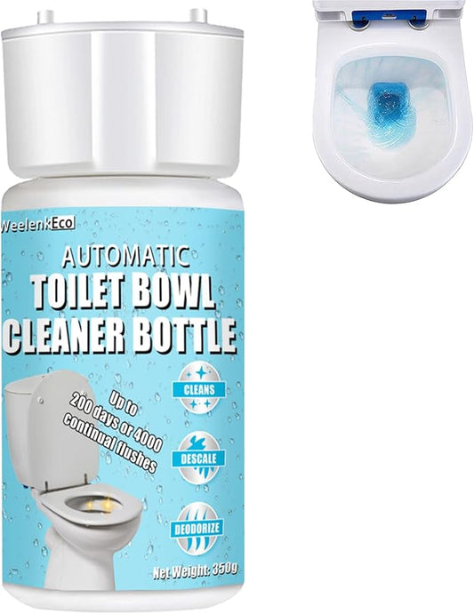 Automatic Toilet Cleaner, Blue High-Concentration Liquid for Powerful Toilet Bowl Cleaning, Lasts 200 Days or Over 4000 Uses, Deodorizes and Prevents Stains in Bathroom Toilets (1Bottle)