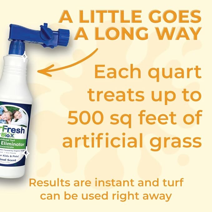 TurFresh BioX Artificial Turf Odor Eliminator Concentrate – 32 oz Bottle, Original Scent – Pet-Safe Turf Cleaner for Urine and Feces Odor Removal – All-Natural, Non-Toxic, Kid Safe