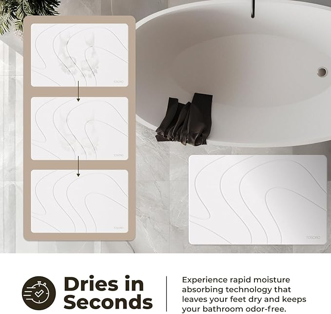 Stone Bath Mat, Diatomaceous Earth Non-Slip Stone Shower Mat - Quick Drying Absorbent Bath Mats for Bathroom - Elegant & Modern Design, Easy to Clean (23.5 x 15) - Sandstone