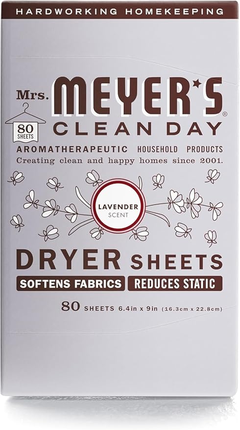 Mrs. Meyer's Dryer Sheets, Lavender, 80 Count (Pack of 5)