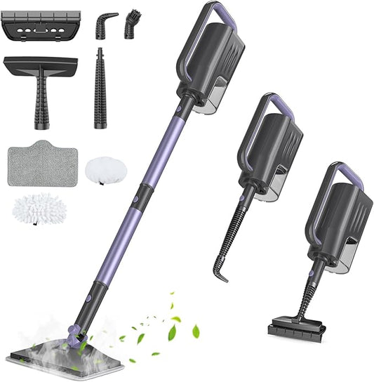 Steam Mop Cleaner with Detachable Handheld Steamer, 6-in-1 Multi Accessories, Removable Water Tank, 23FT Power Cable, Lightweight, Steam Cleaner for sealed Hard Floors (Dark purple)