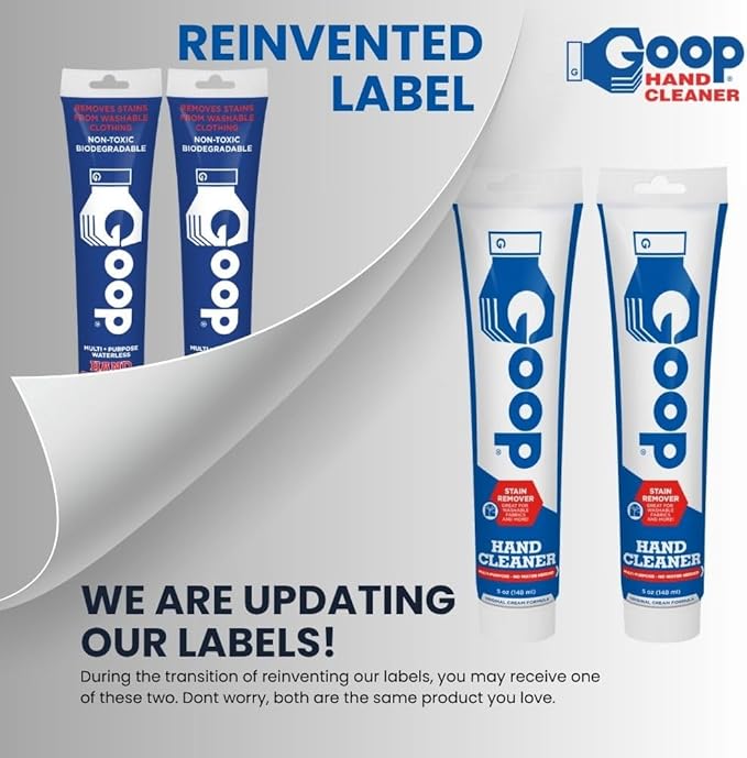 GOOP Original Multi-Purpose Waterless Hand Cleaner and Stain Remover - 5 oz Tube (Pack of 2)