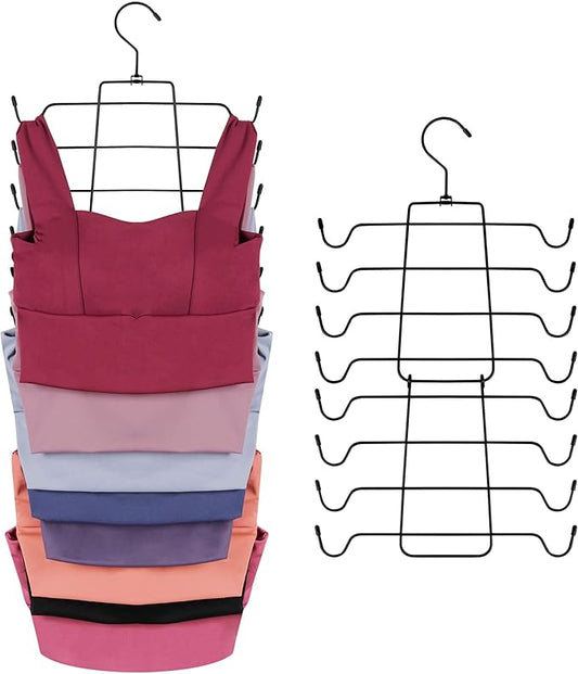 ZEDODIER Tank Top Hanger Space Saving, Bra Hangers for Closet Organizer, Hanging Bra Organizer Tank Tops Holder with 8 Hooks, Metal Closet Organizers and Storage Small Space Solutions, Black