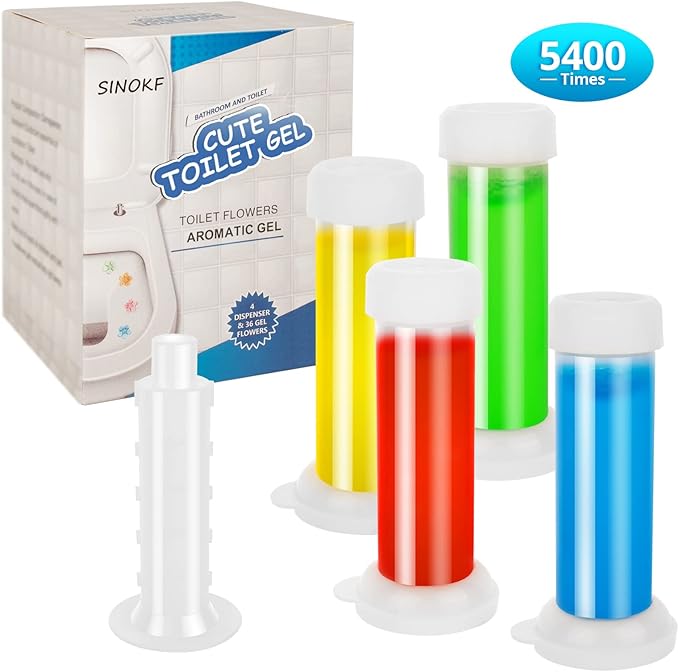Toilet Gel Stamp, 4Pcs/36 Count Flower Fragrance Bathroom Deodorizer Bowl Cleaner Toilet Jerry