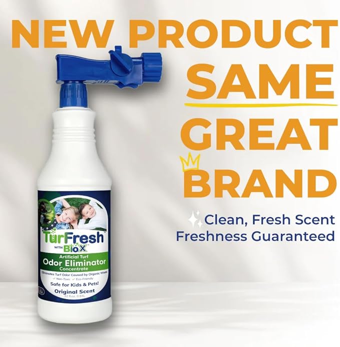 TurFresh BioX Artificial Turf Odor Eliminator Concentrate – 32 oz Bottle, Original Scent – Pet-Safe Turf Cleaner for Urine and Feces Odor Removal – All-Natural, Non-Toxic, Kid Safe