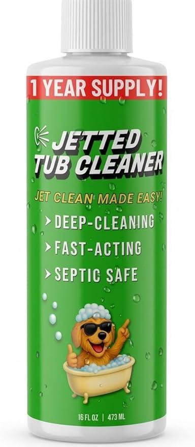 Jetted Tub Cleaner for Whirlpool & Jacuzzi Baths – Deep Jet Line & Pipe Flush Formula Removes Yuck, Buildup & Residue – Heavy Duty Bathtub Jet Cleaner for Acrylic & Fiberglass Tubs – Made in USA