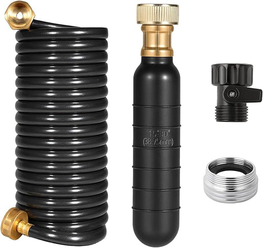 Drain Bladder Kit, Drain Cleaning Bladder With Water Stop Valve Faucet Adapter And 16 3/8ft Garden Hose, Drain Blockage Unclog Kit For Bathroom Drains Kitchen Sinks, Fit 1.5 To 3 IN Drain Pipes