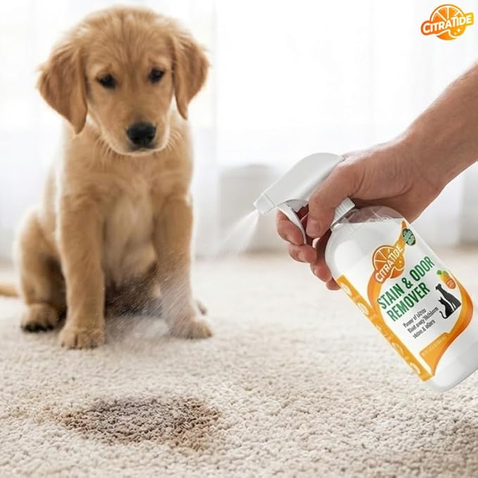 Pet Stain & Odor Remover Spray – Citrus Powered, Non-Toxic, Safe for Pets & Kids, Multi-Surface Cleaner for Carpet, Upholstery, Hardwood & More – USA Made Odor Eliminator