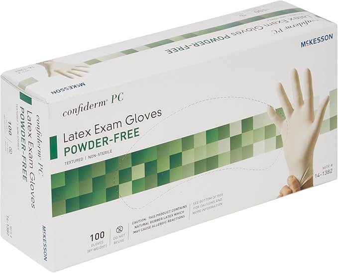 McKesson Confiderm Disposable Latex Exam Glove Standard Cuff Length