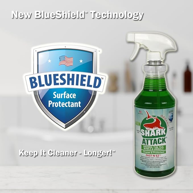 Shark Attack Organic - Bathroom Cleaner & Protectant - 32 oz (4), Green