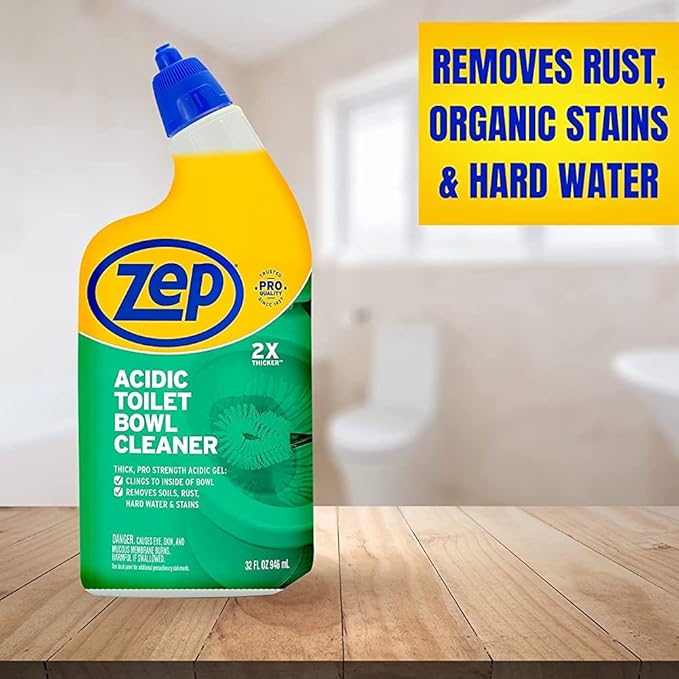 Zep Acidic Toilet Bowl Cleaner - 32 oz (Case of 4) - ZUATBC324 - Experience the Ultimate Cleaning Power with Our 2x Thicker Clinging Formula, Designed to Deliver a Professional-Quality Clean