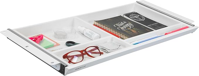 Mount-It! Under Desk Drawer - Deep Under Counter Drawer Organizer - Slide Out Standing Desk Storage Attachment - 25.8" Width Under Table Storage Compartment - White