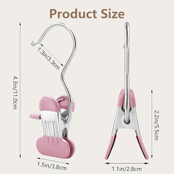 Wider Leggings Hangers for Closet 60 Pack, Metal Pants Hangers with Clips, Non-Slip Skirt Boot Jeans Hanger, Stackable Closet Organizer Space Saving Pink