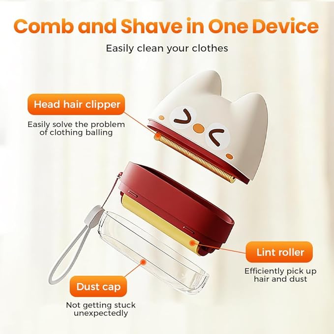 Portable Washable Lint Roller, 2026 New Reusable 2 in 1 Lint Rollers and Fabric Shaver, Mini Lint Roller Pet Hair Remover for Pet Hair and Dust Removal, Lint Remover for Clothes (Yellow)