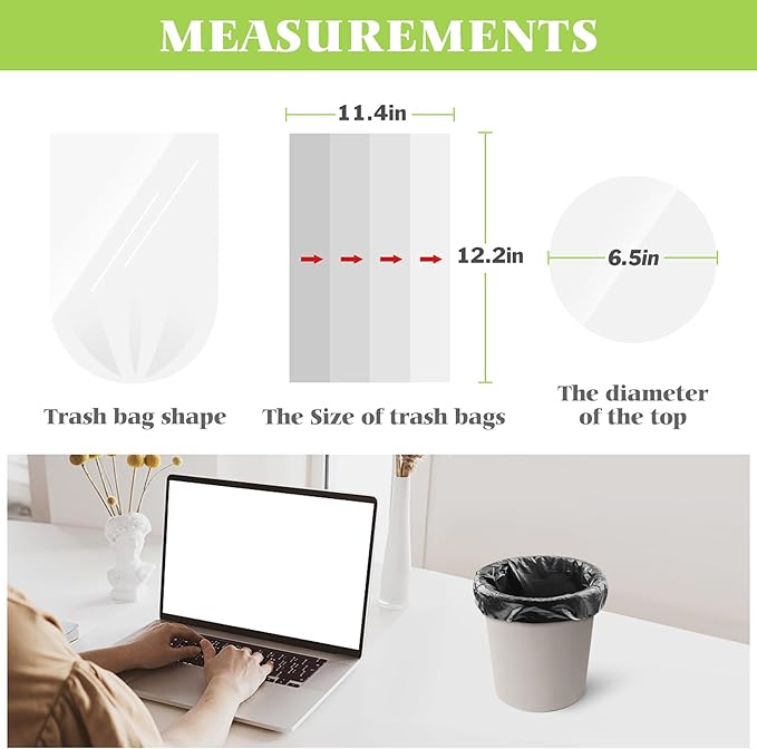 0.5 Gallon Mini Trash Bags Garbage Bags, Tiny Bathroom Trash Can Liners by Teivio, Small Plastic Bags for Desktop Trash Bin/Dog/Poop Car, Fit 2 Liters or Less Can (250 Counts, Black)