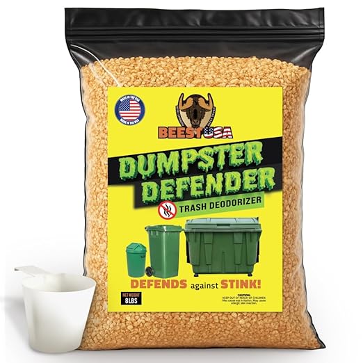 BEEST Dumpster Defender - 8lbs Outdoor Trash Can Deodorizer & Liquid Waste Absorber (Made in USA) Biodegradable Trash Can Odor Eliminator - Powerful Garbage Deodorizer for Always-Fresh Bins - 36 Cups