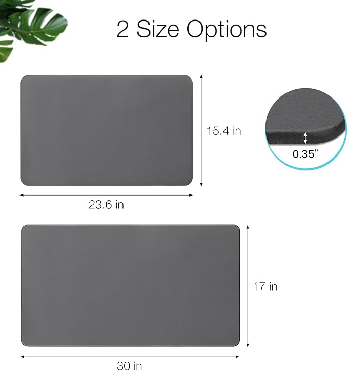 Large Diatomite Stone Bath Mat, Premium Non-Slip Natural Diatomaceous Earth Bathtub Fast Drying Mats for Bathroom Floor (30" x 17" Dark Grey)
