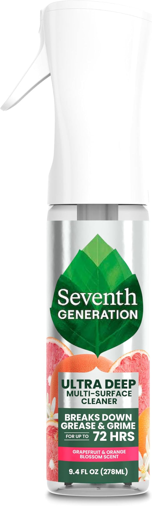 Seventh Generation Ultra Deep Probiotic Multi Surface Cleaner, 9.4 Fl Oz, Grapefruit & Orange, 80% USDA Biobased All Purpose Cleaning Spray, Breaks Down Tough Grease & Grime, Safe for Kids & Pets