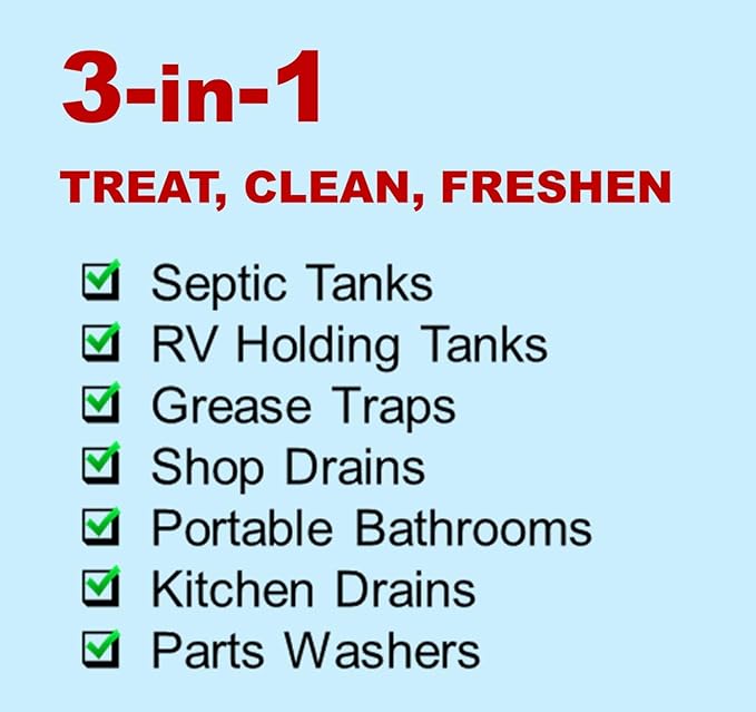 Oil Eater 3-in-1 Microbial Tank Treatment Cleaner, Deodorizer - Grease Traps, Septic Tanks & Drain Pipes, 5-Gallon Pail