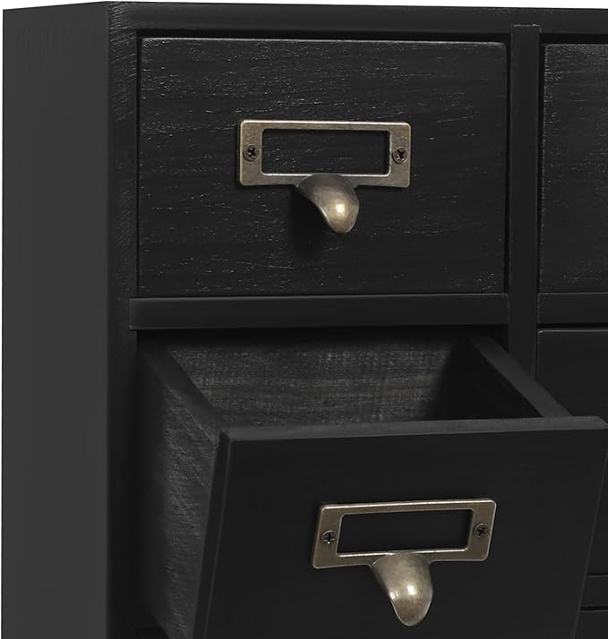 4PCS Card Catalog Desk Drawer Organizer,Wooden Vintage Apothecary Cabinet with 16 Drawers,Library Card Catalog Cabinet for Bedroom Home Office