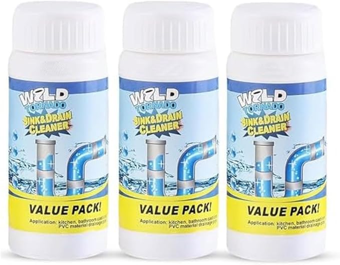 Drain Cleaner — Drain Powder, Powerful Sink and DrainCleaner Powder, Fast Foaming, Powerful Stain Removal (3 pcs)
