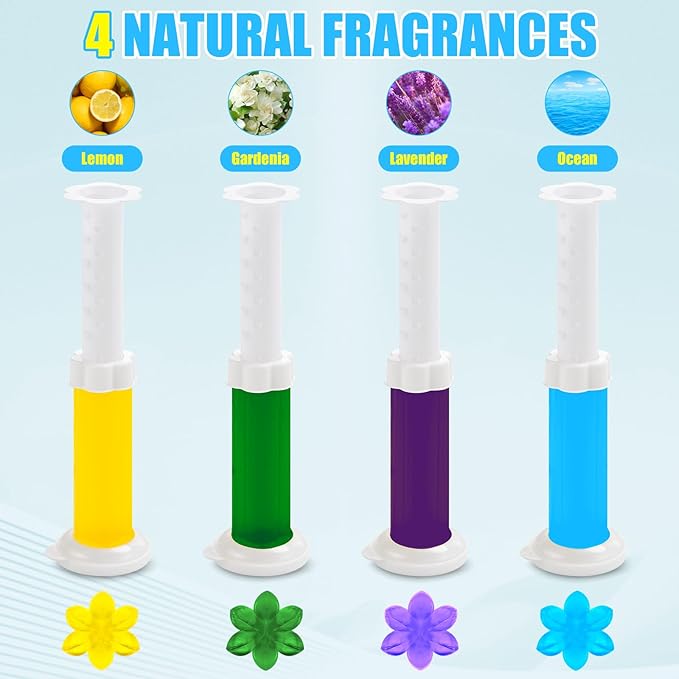 4 Pack Toilet Gel Stamp, 48 Stamps 4 Kinds Of Scent Toilet Bowl Cleaner Gel, Long-Lasting Flowers Shaped Bathroom Freshener, Keeps Toilet Fresh Fragrant and Clean