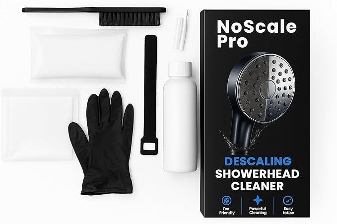 Shower Head Cleaner & Descaling Kit – Removes Calcium, Limescale & Hard Water Deposits – Eco-Friendly Vinegar & Citric Acid Formula with Tools