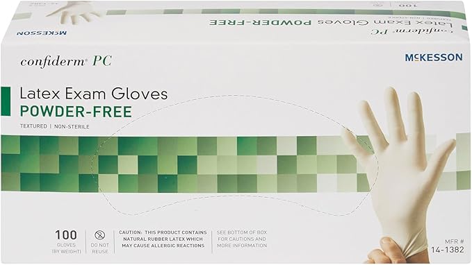 McKesson Confiderm Disposable Latex Exam Glove Standard Cuff Length