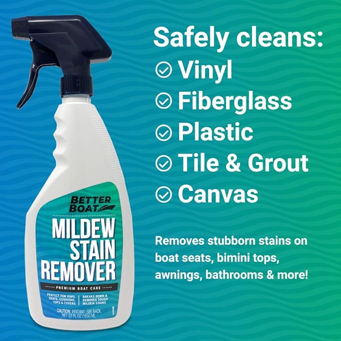 Stain Remover Cleaner, 22 Fl Oz, for Boat Seats, Fabric, Canvas, Carpet, and Vinyl, Removes Stains from Boats, RVs, Cars, Bathrooms, Shower Walls, Patio Furniture, and Pillows, Spray Formula