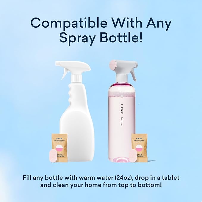 BLUELAND Bathroom Cleaner, 10-Pack Refill, Eucalyptus Mint Scent, Eco-Friendly Cleaning Supplies, 10x 24 Fl oz