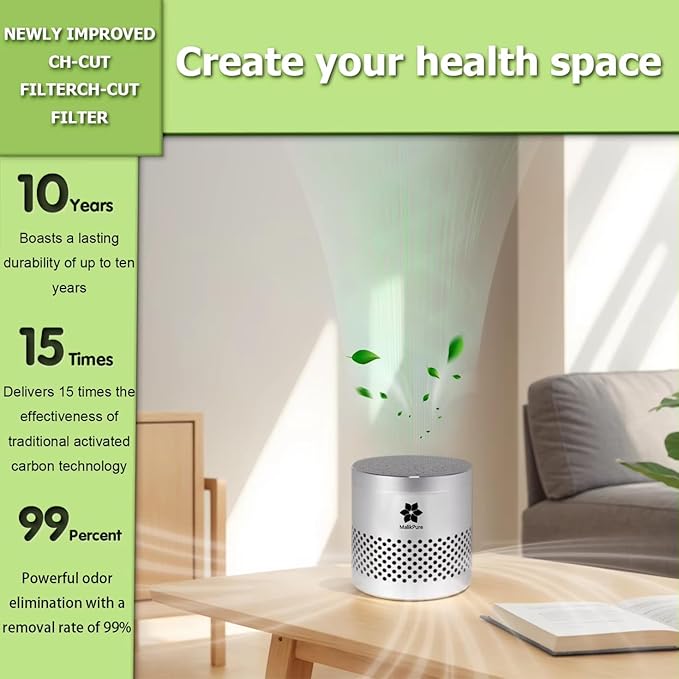 Refrigerator Deodorizer Odor Eliminator, Stainless Steel, Lasts Up to 10 Years, More Effective Than Baking Soda & Bamboo Charcoal Bags, Multi-Purpose Odor Absorber for Fridge, Pantry, Cabinets & Shoes