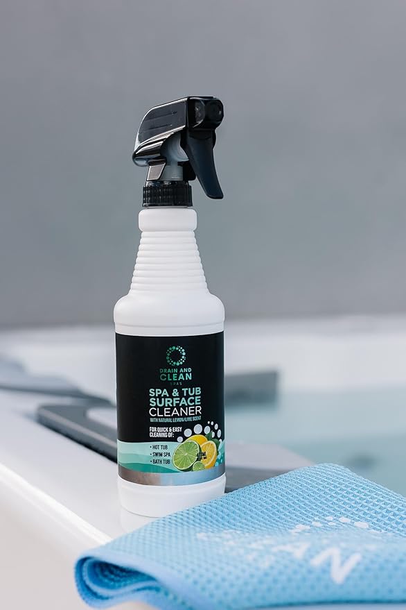 Spa & Hot Tub Surface Cleaner - All Natural Lemon/Lime Scent, Removes Scale, Dirt, Grime, & Hard Water | Ideal for Hot Tubs, Swim Spas, Bath Tubs & Showers | 16oz